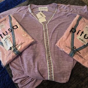 Pitusa Lavender Or Pink Short Sleeve Long Gown